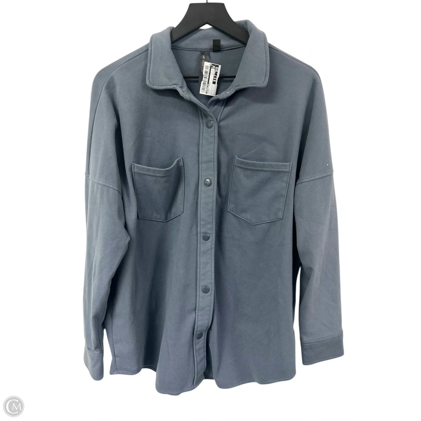 Jacket Shirt By Mondetta In Blue, Size: L