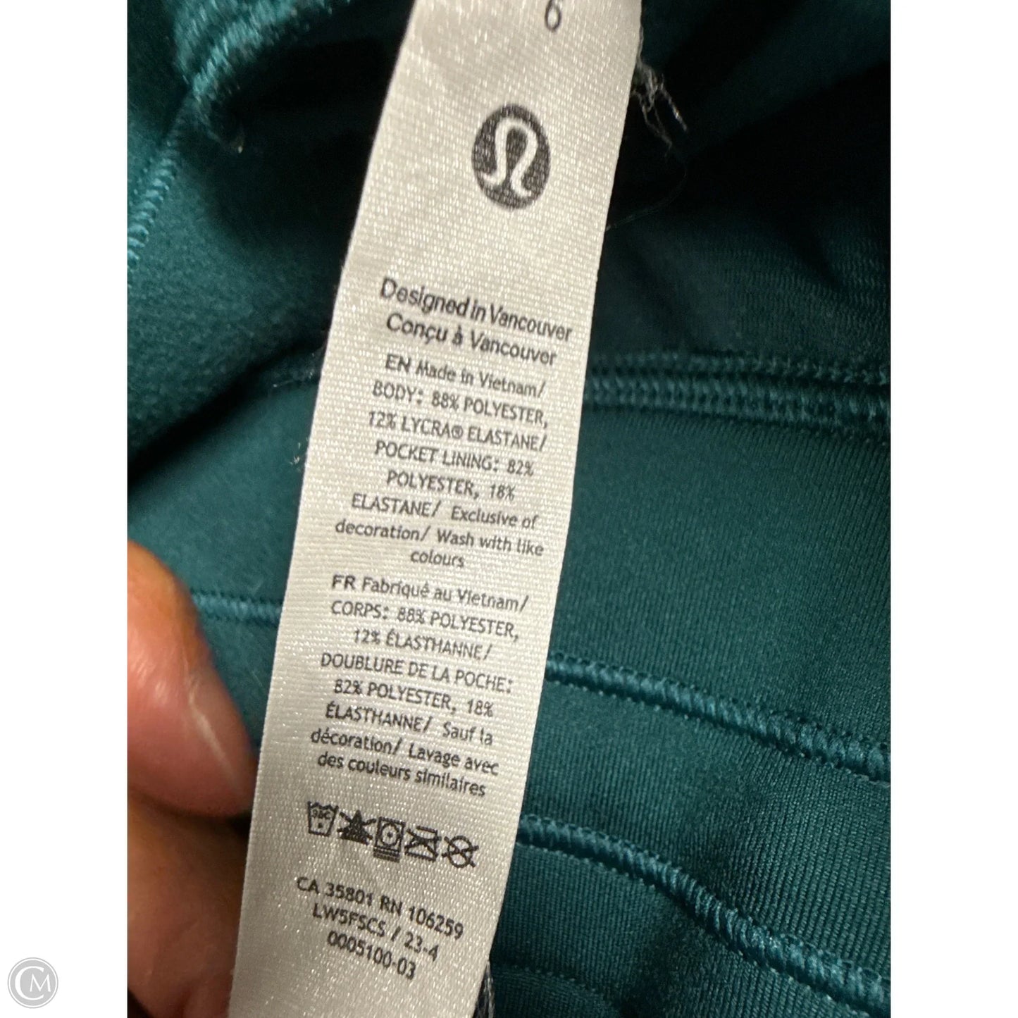 Athletic Pants By Lululemon In Teal, Size: 6