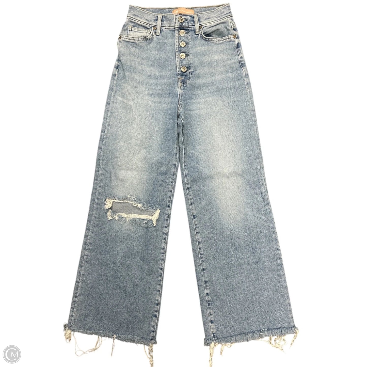 Jeans Wide Leg By 7 For All Mankind In Blue Denim, Size: 0