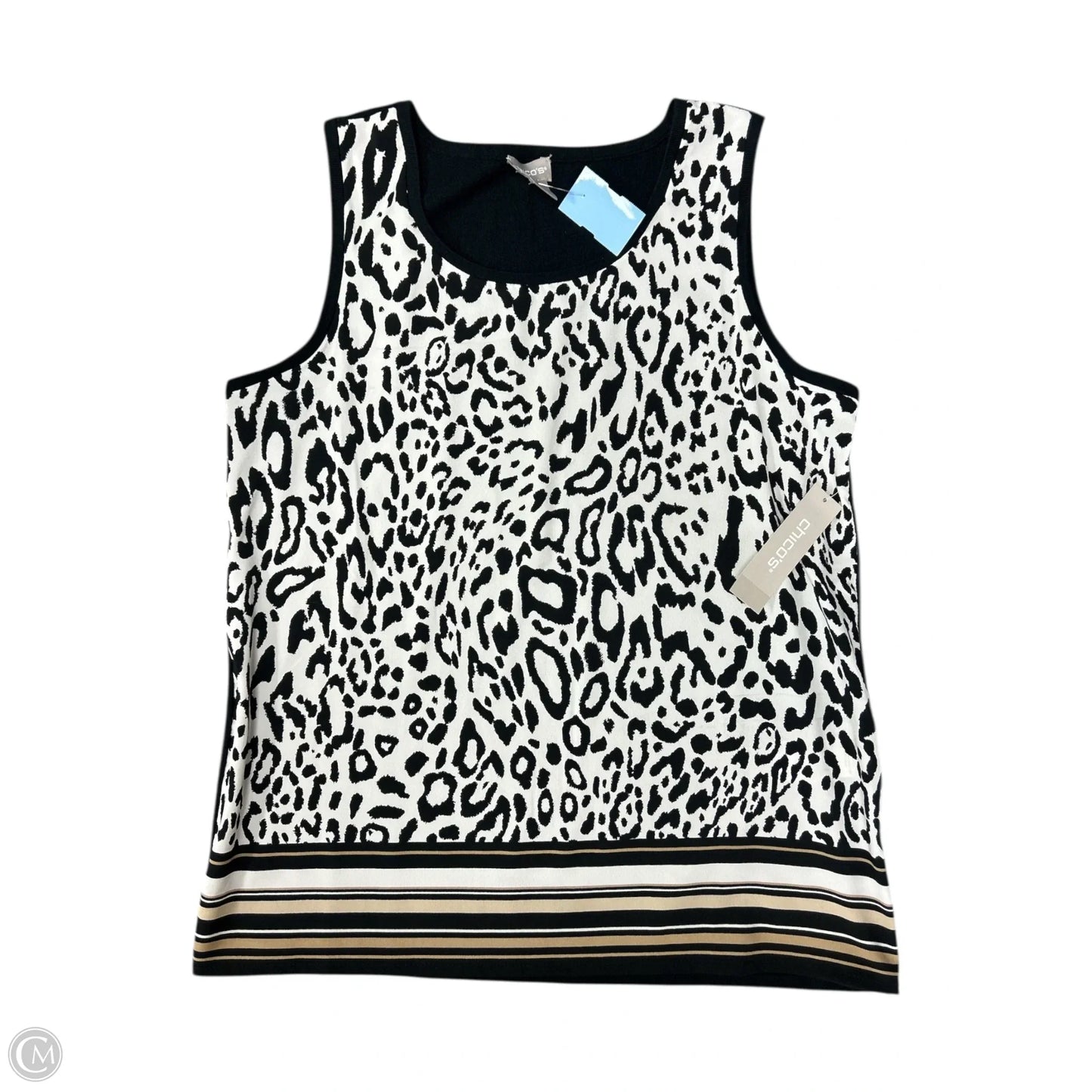 Top Sleeveless By Chicos In Black & White, Size: M