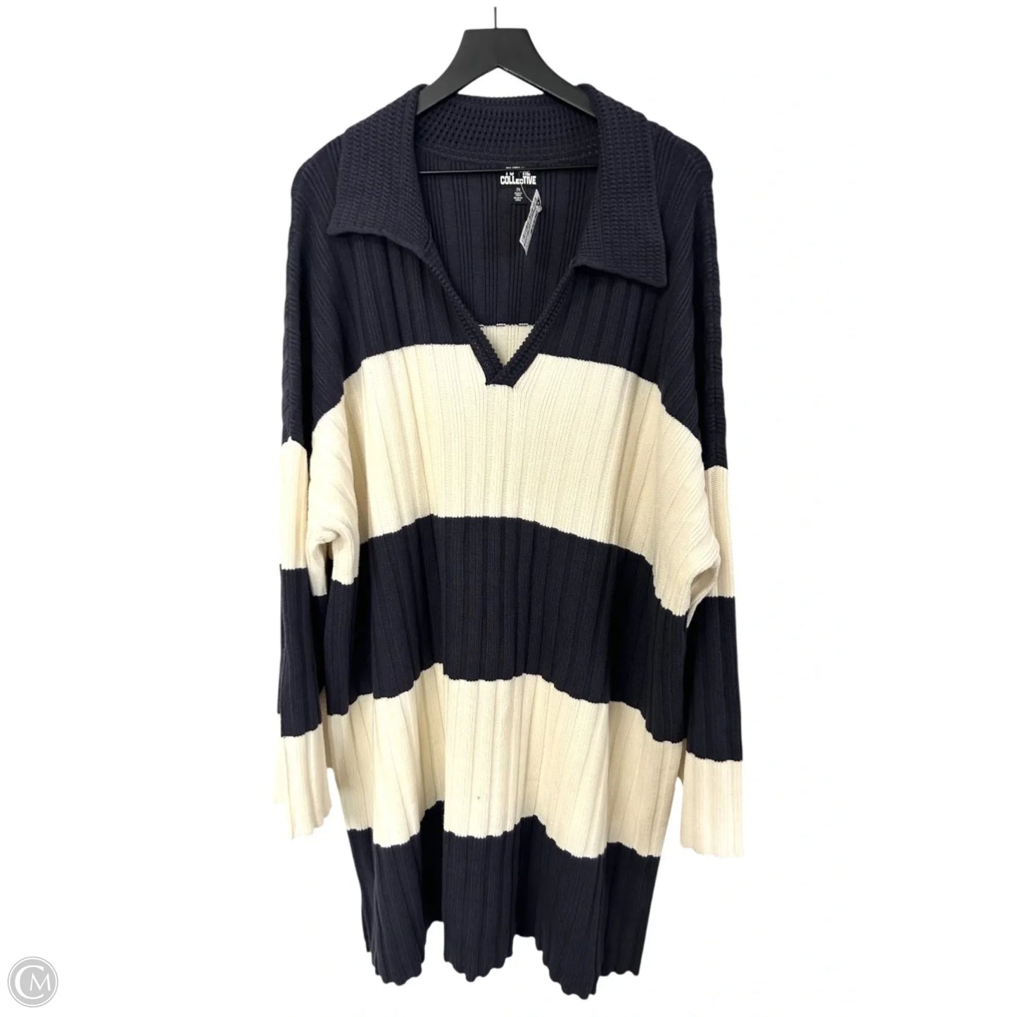 Dress Sweater By Future Collective In Blue & White, Size: 2x