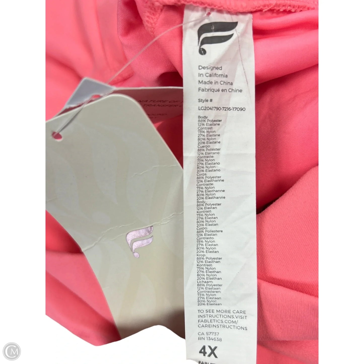 Athletic Leggings By Fabletics In Pink, Size: 4x