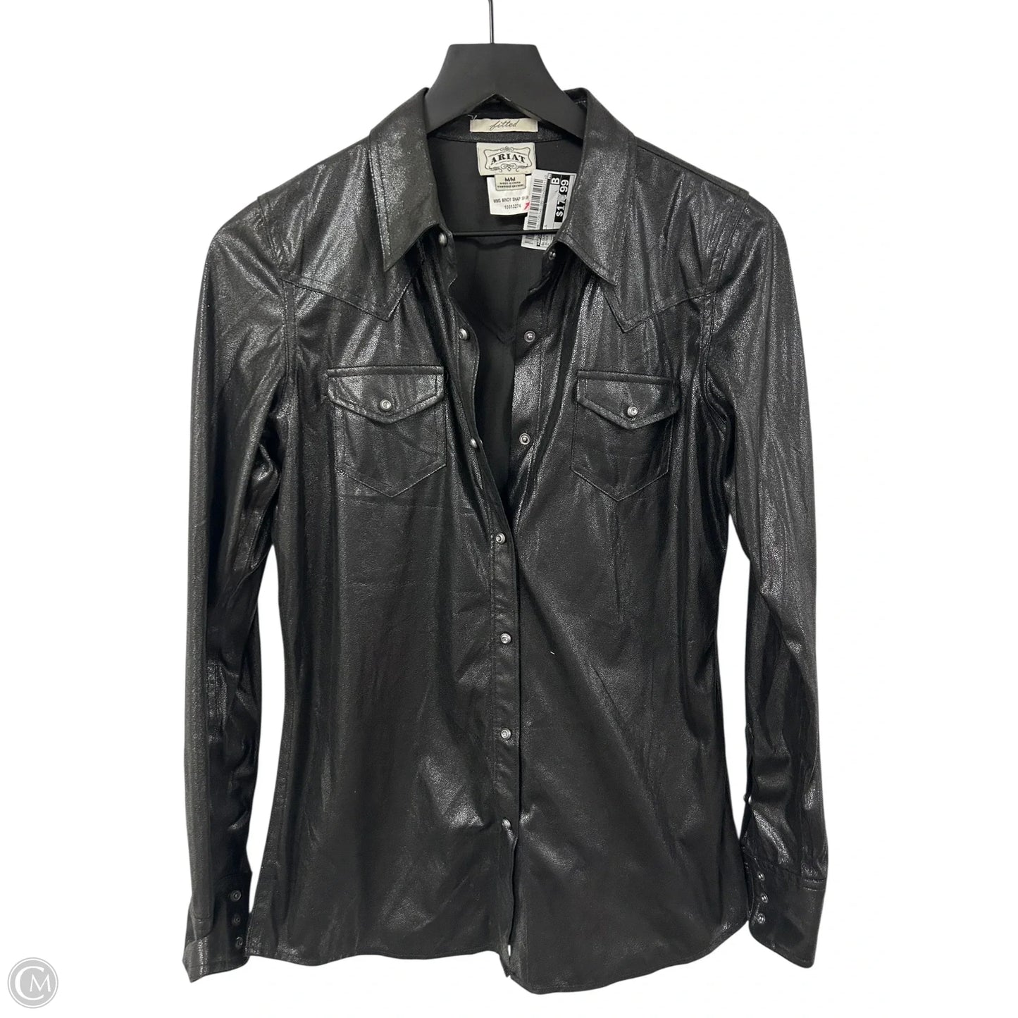 Blouse Long Sleeve By Ariat In Black, Size: M