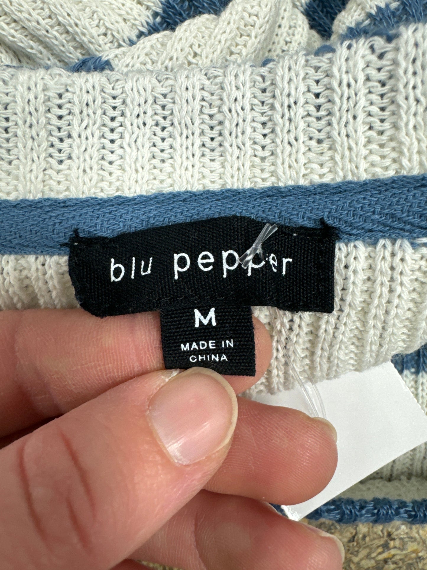 Sweater By Blu Pepper In Blue & White, Size: M