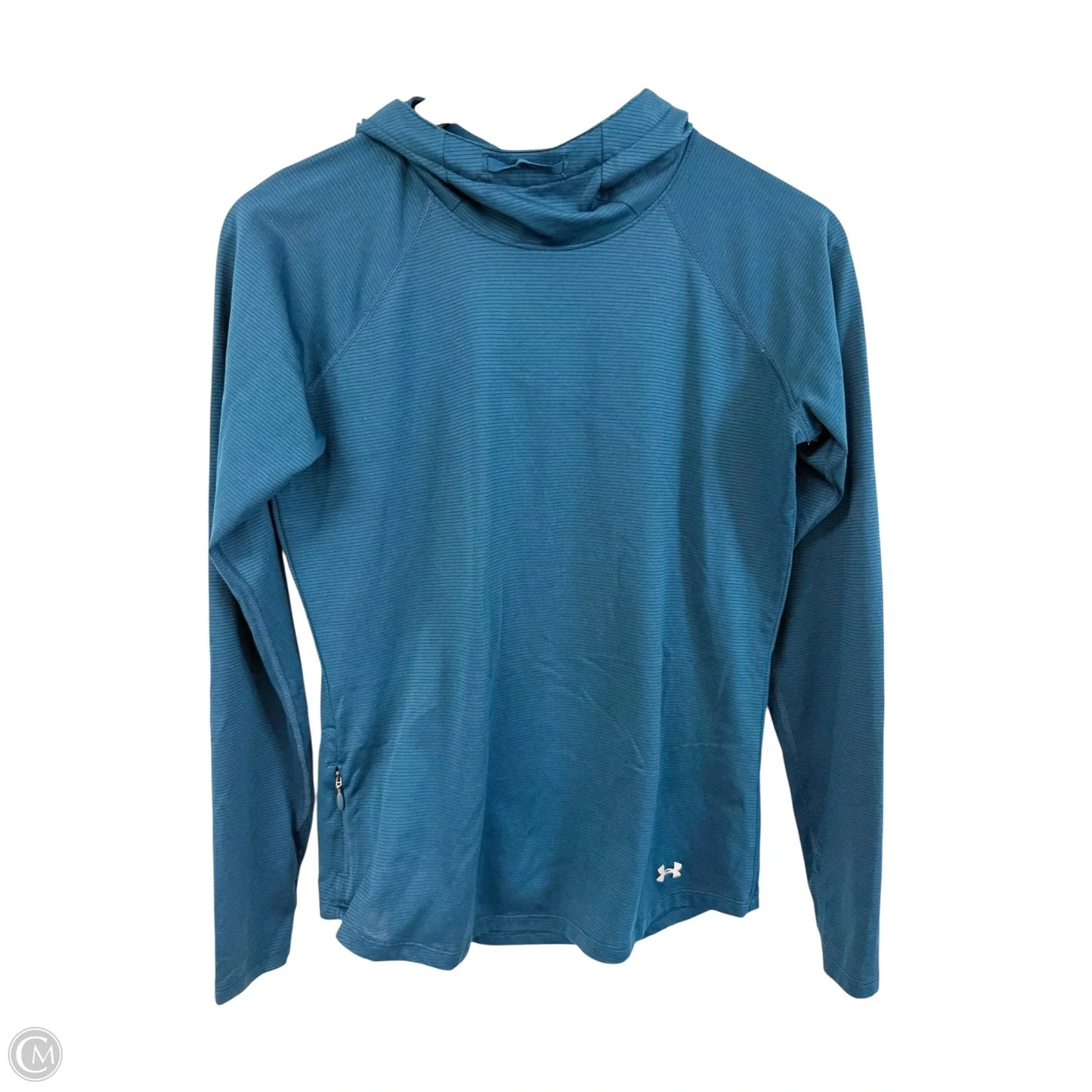Athletic Top Long Sleeve Hoodie By Under Armour In Teal, Size: S