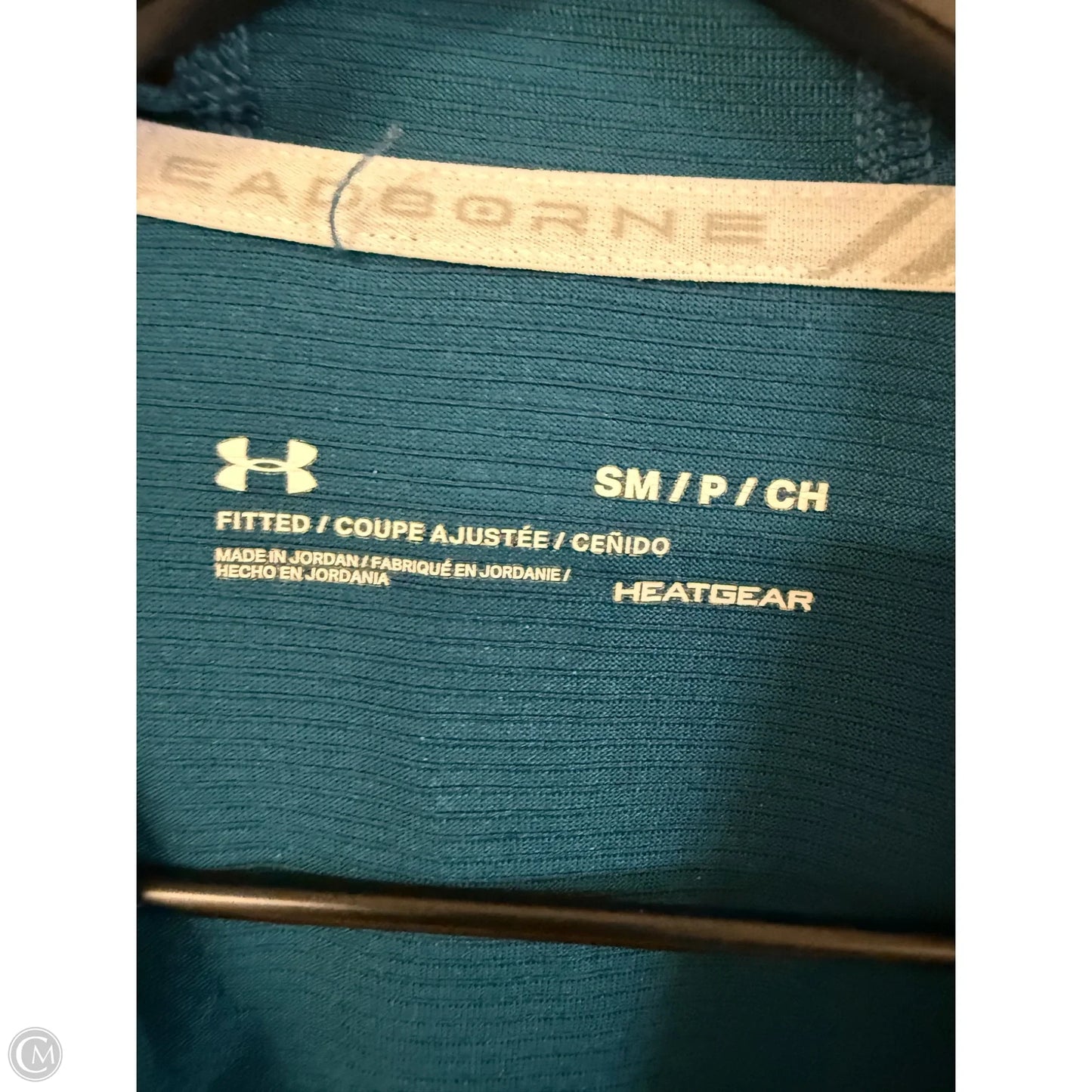 Athletic Top Long Sleeve Hoodie By Under Armour In Teal, Size: S
