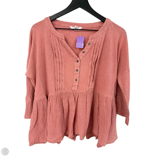 Top Long Sleeve By Time And Tru In Pink, Size: M