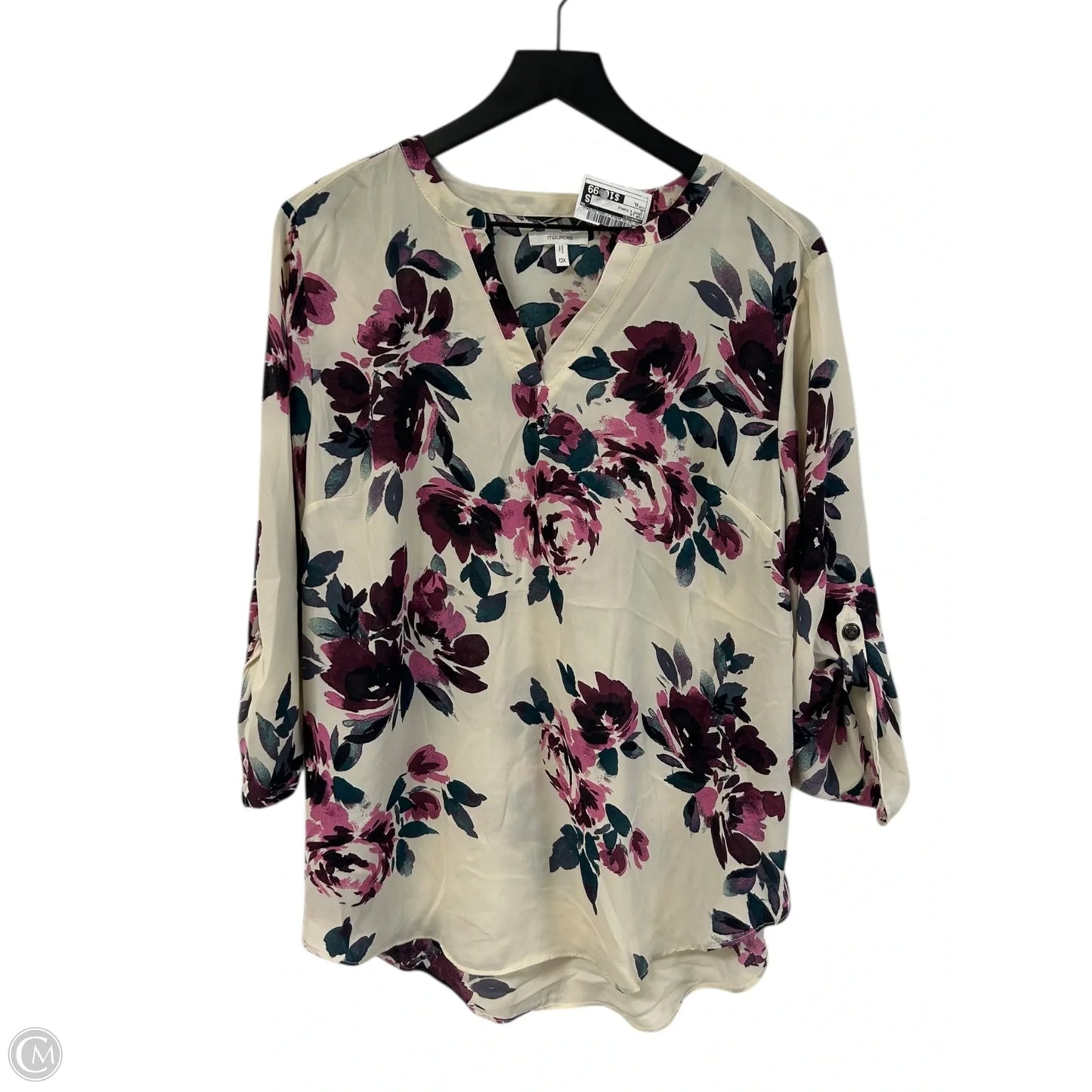 Top Long Sleeve By Maurices In Cream & Purple, Size: Xl