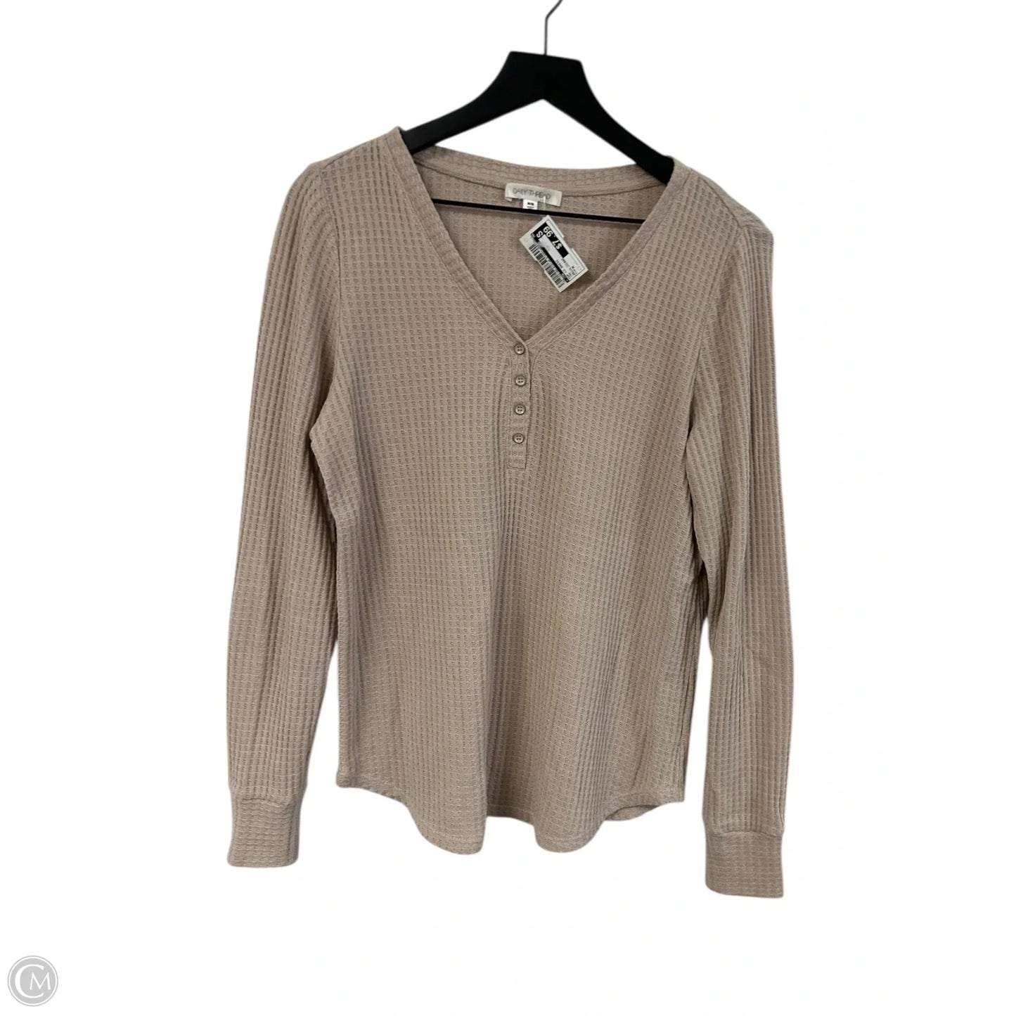 Top Long Sleeve Basic By Cme In Tan, Size: M