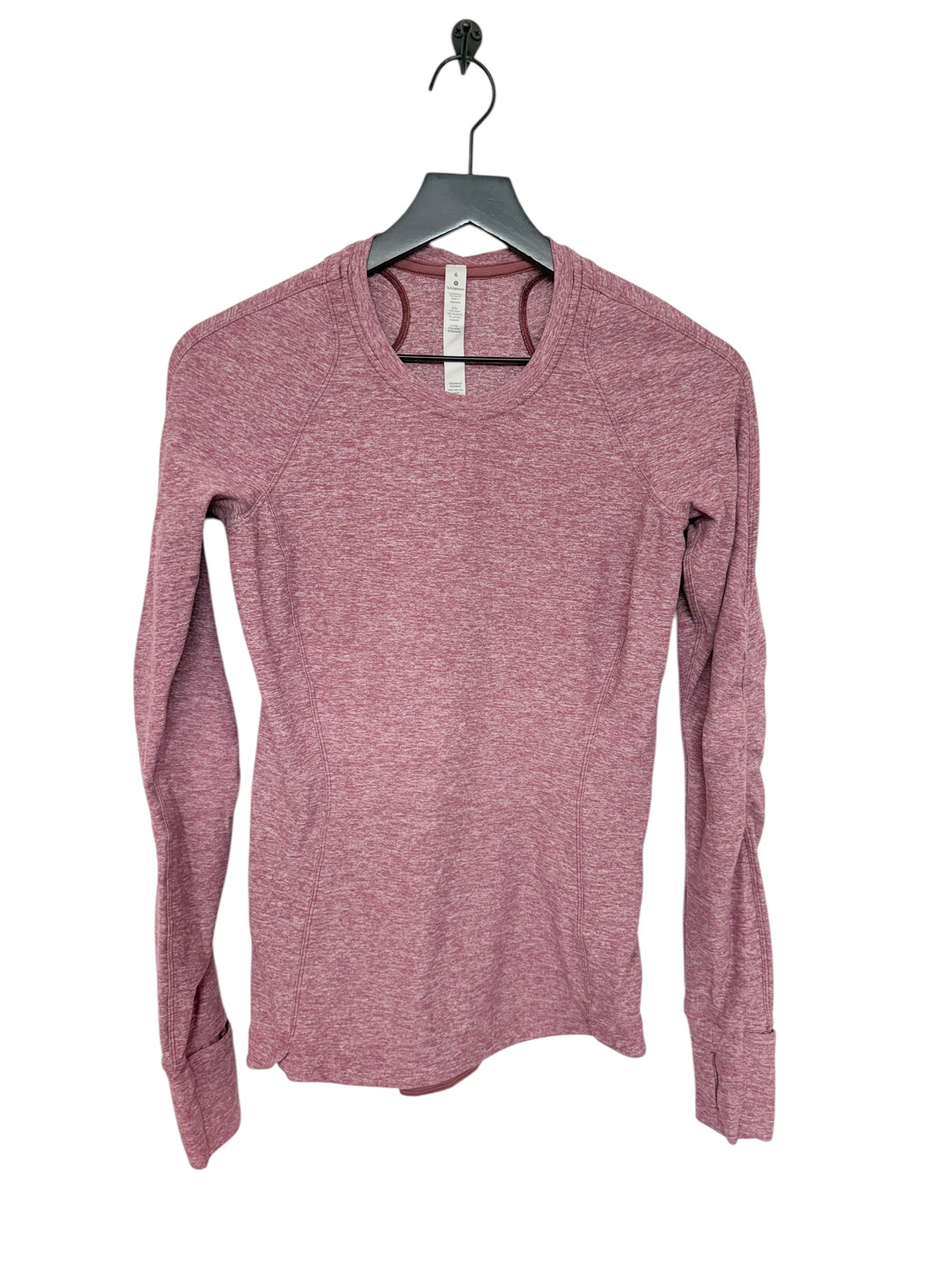 Athletic Top Long Sleeve Crewneck By Lululemon In Red, Size: 6