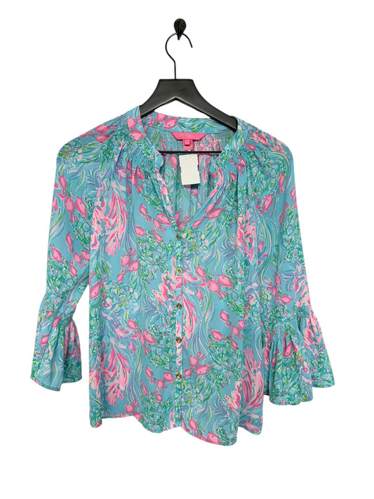 Top 3/4 Sleeve By Lilly Pulitzer In Blue & Pink, Size: Xs