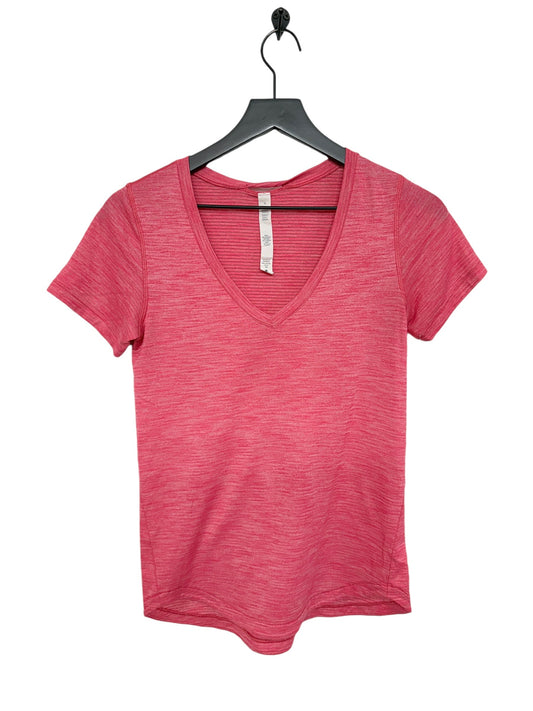 Athletic Top Short Sleeve By Lululemon In Pink, Size: 4