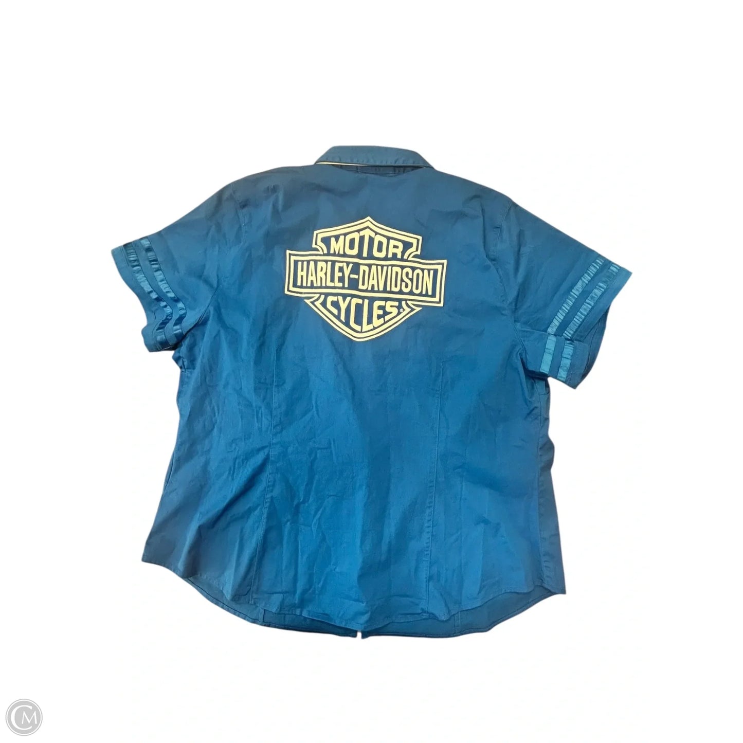 Blouse Short Sleeve By Harley Davidson In Blue, Size: 2x