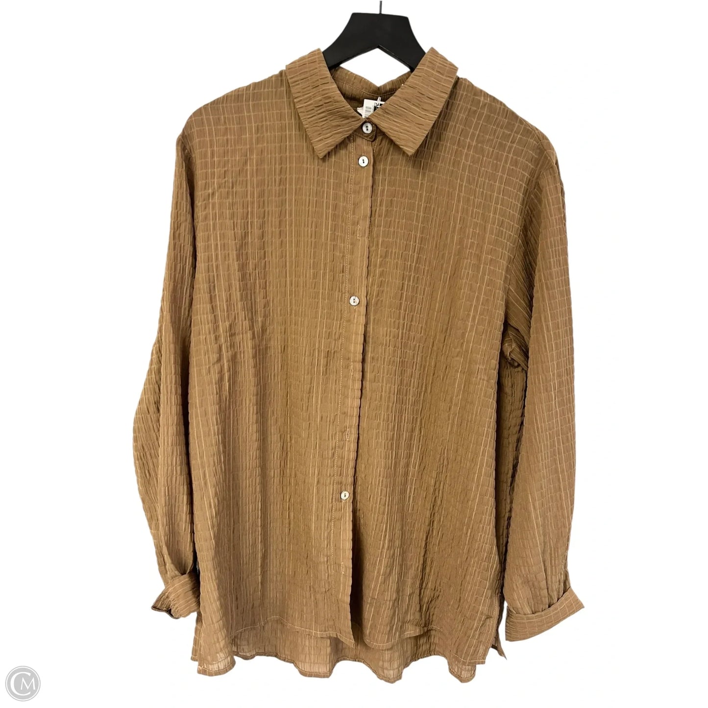 Blouse Long Sleeve By Andree By Unit In Tan, Size: L