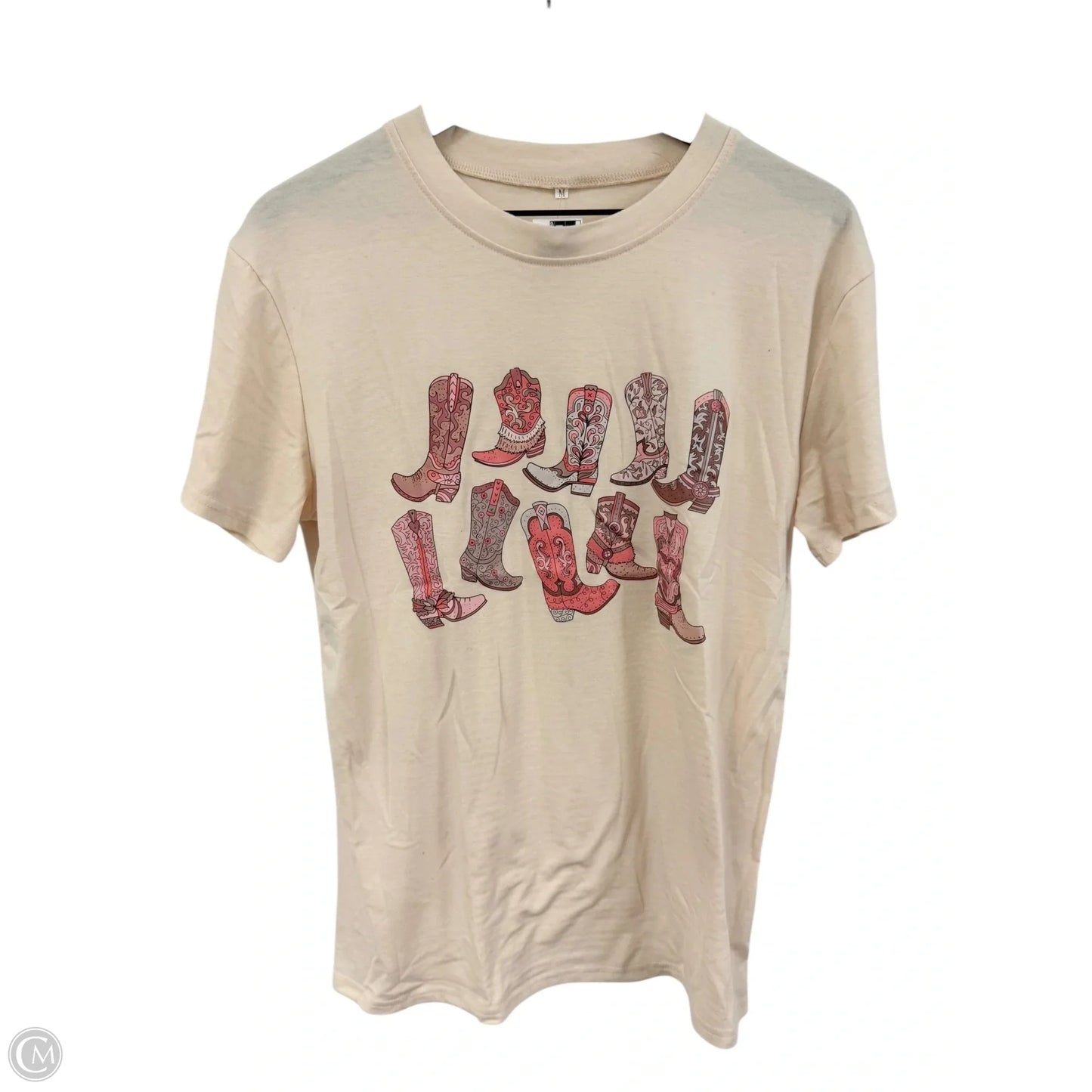 Top Short Sleeve Basic By Cme In Cream, Size: M