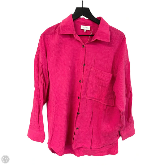 Blouse Long Sleeve By Cme In Pink, Size: S