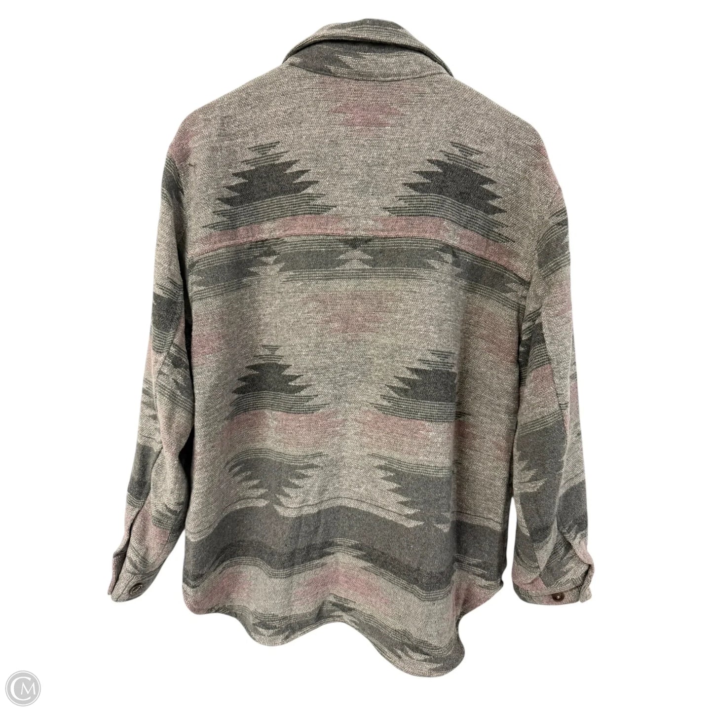 Jacket Shirt By Thread And Supply In Grey & Pink, Size: L
