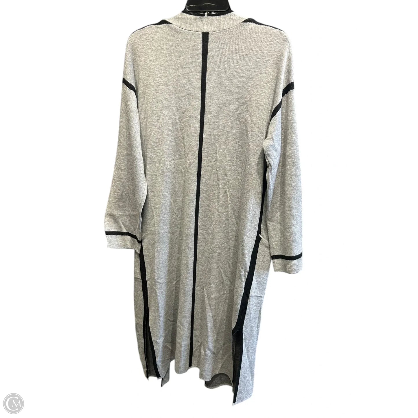 Sweater Cardigan By Tahari In Black & Grey, Size: L