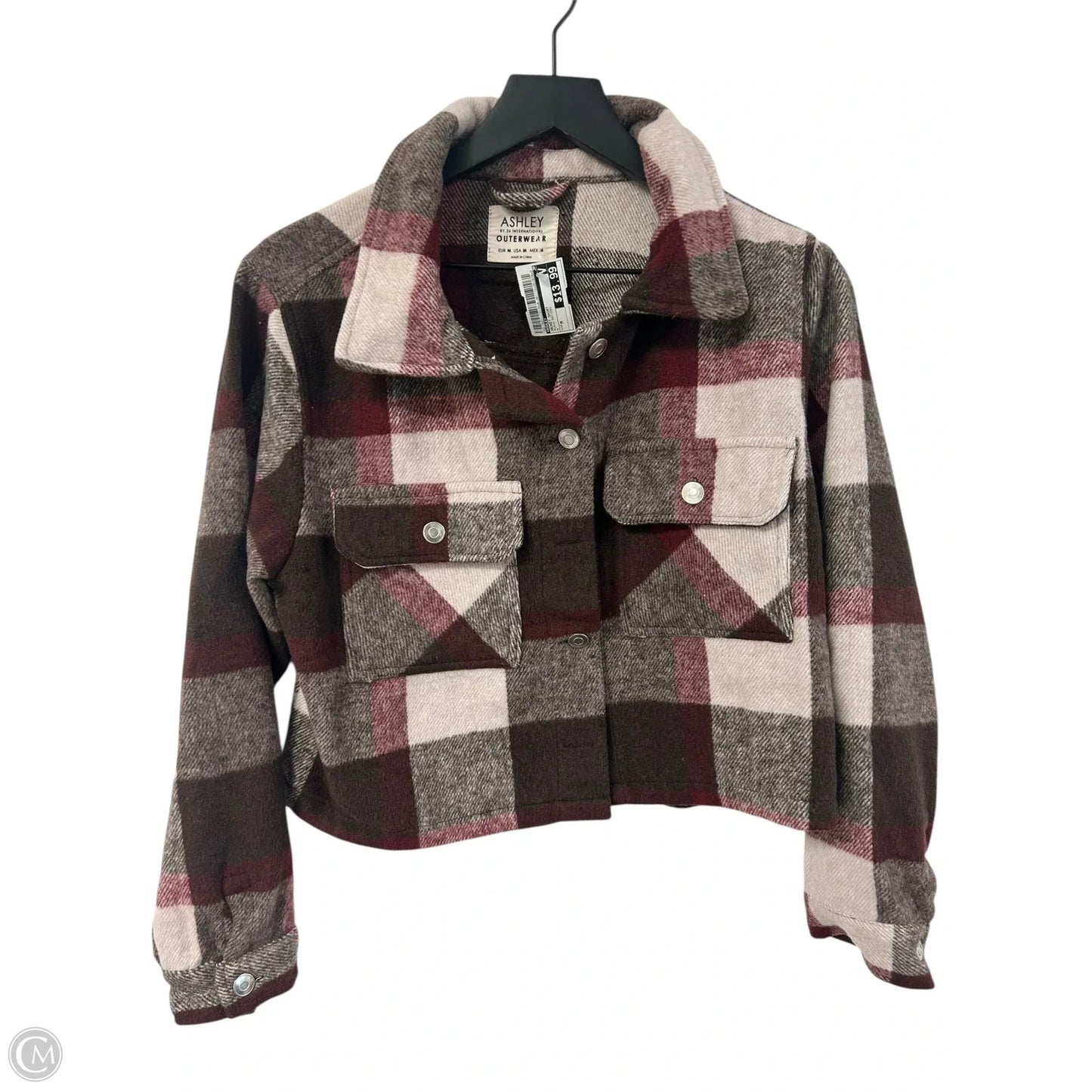 Jacket Shirt By Ashley In Plaid Pattern, Size: M