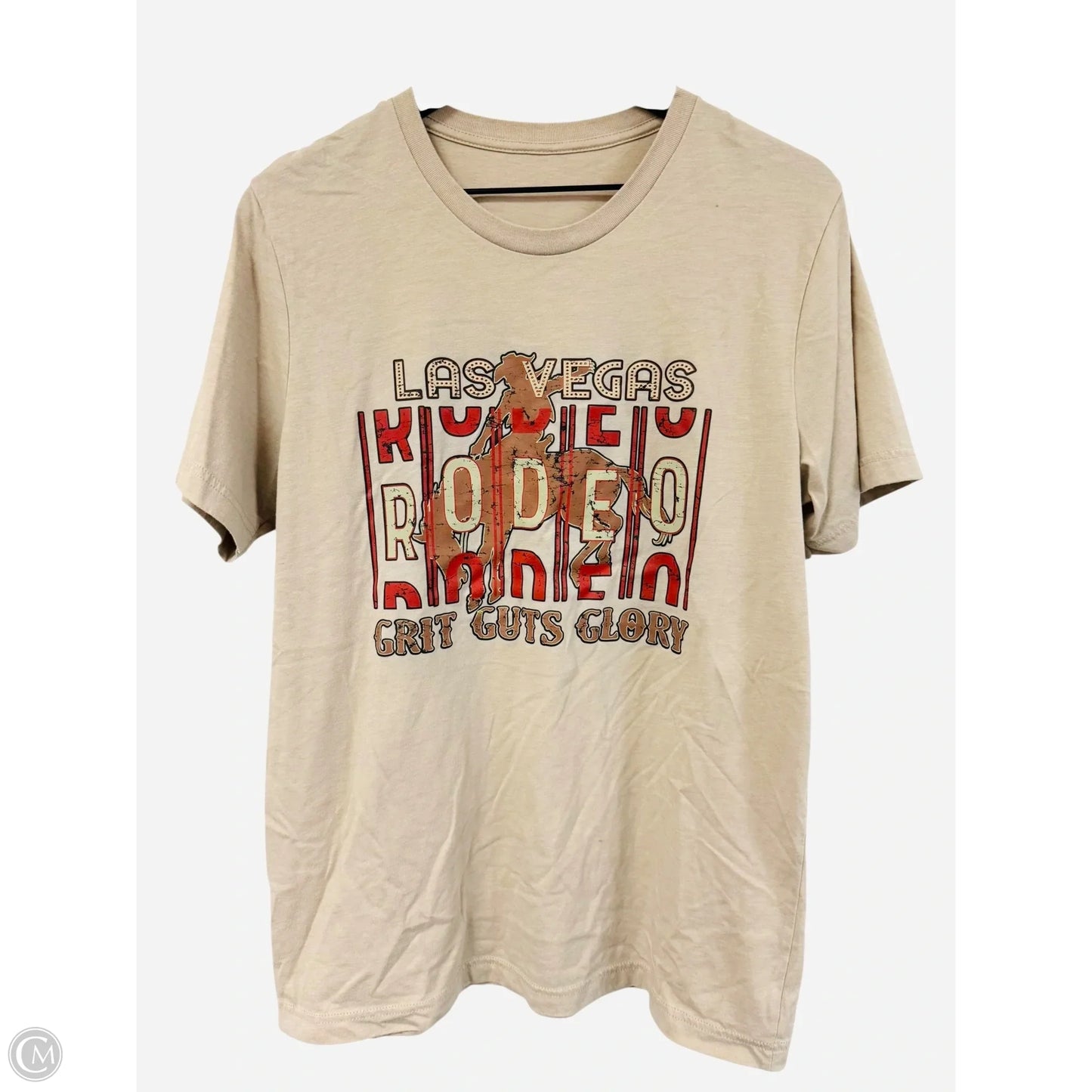 Top Short Sleeve Basic By Cme In Tan, Size: M