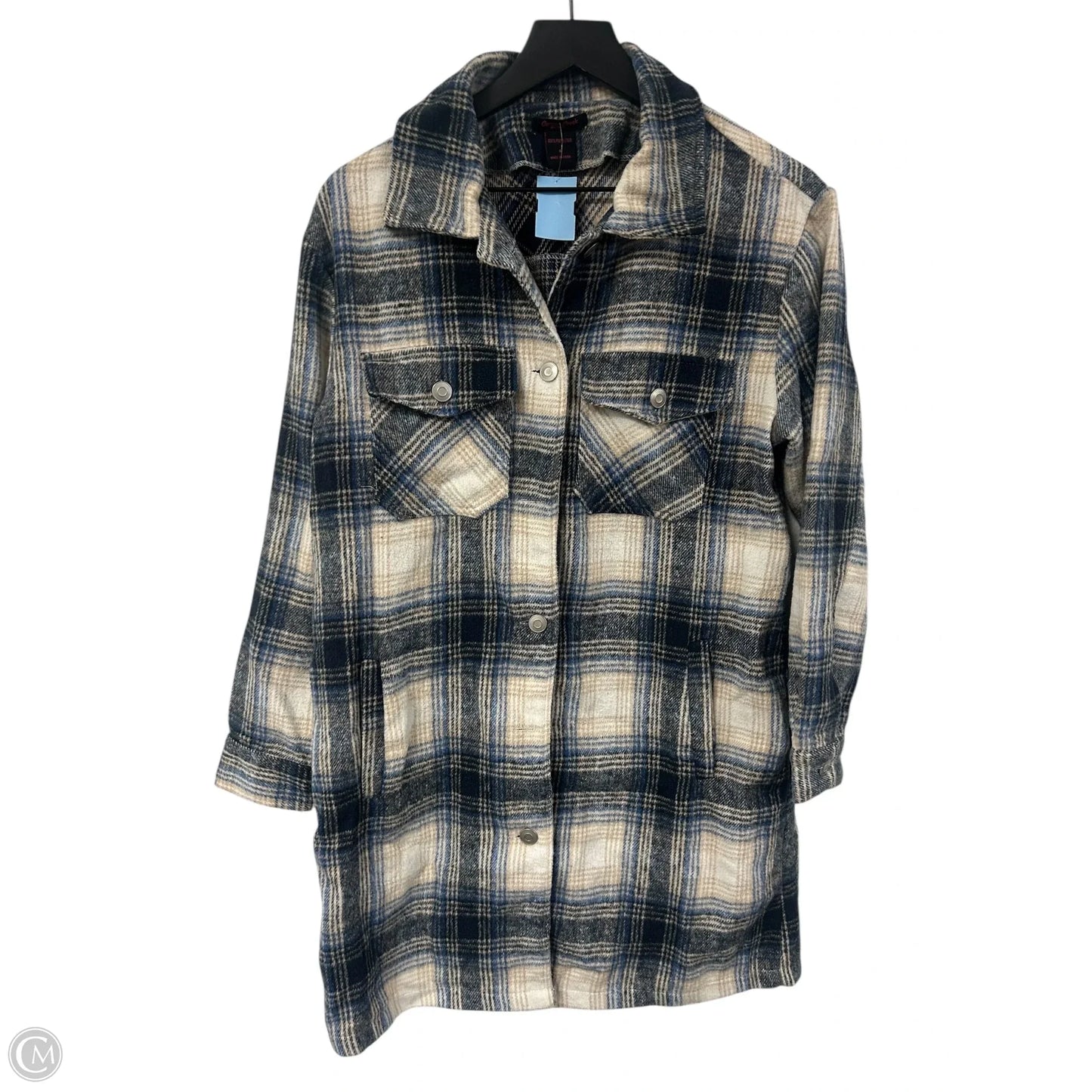 Jacket Shirt By Clothes Mentor In Blue & Cream, Size: S
