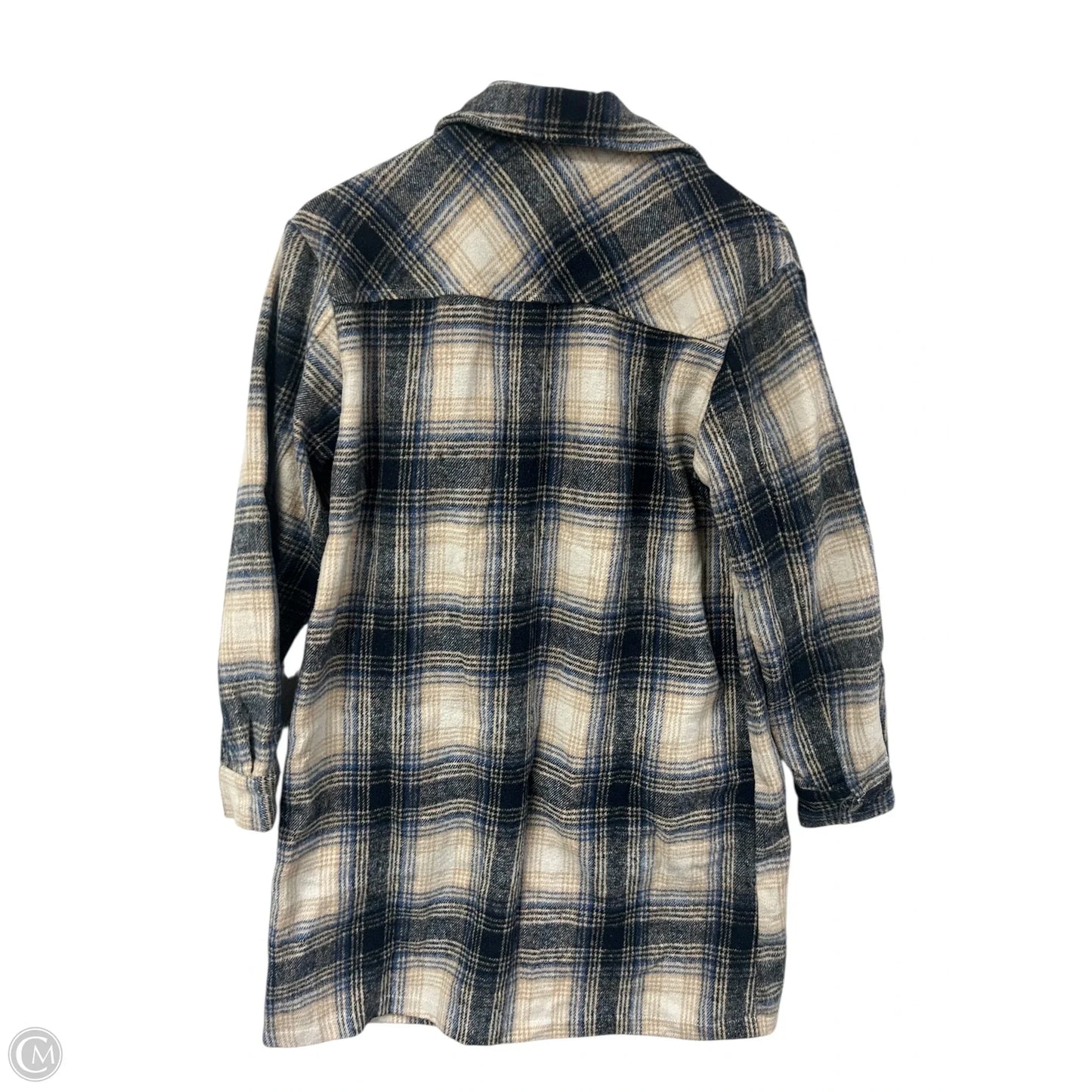 Jacket Shirt By Clothes Mentor In Blue & Cream, Size: S