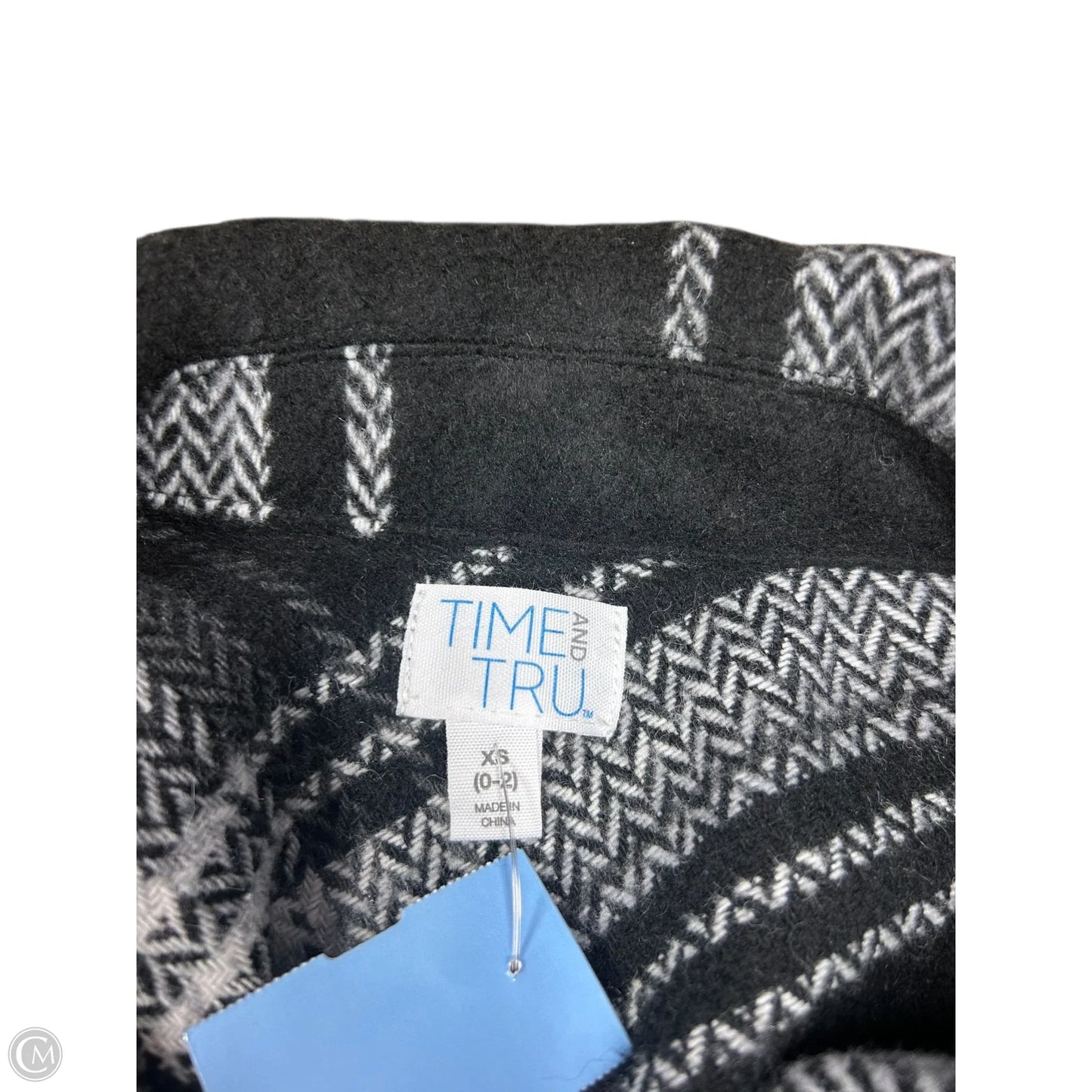 Jacket Shirt By Time And Tru In Black & Cream, Size: Xs