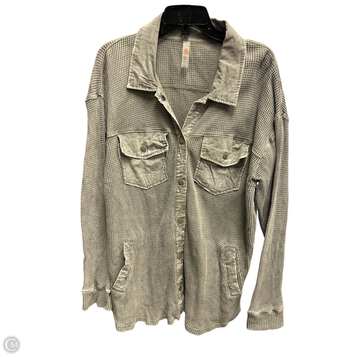 Jacket Shirt By Mono B In Grey, Size: L