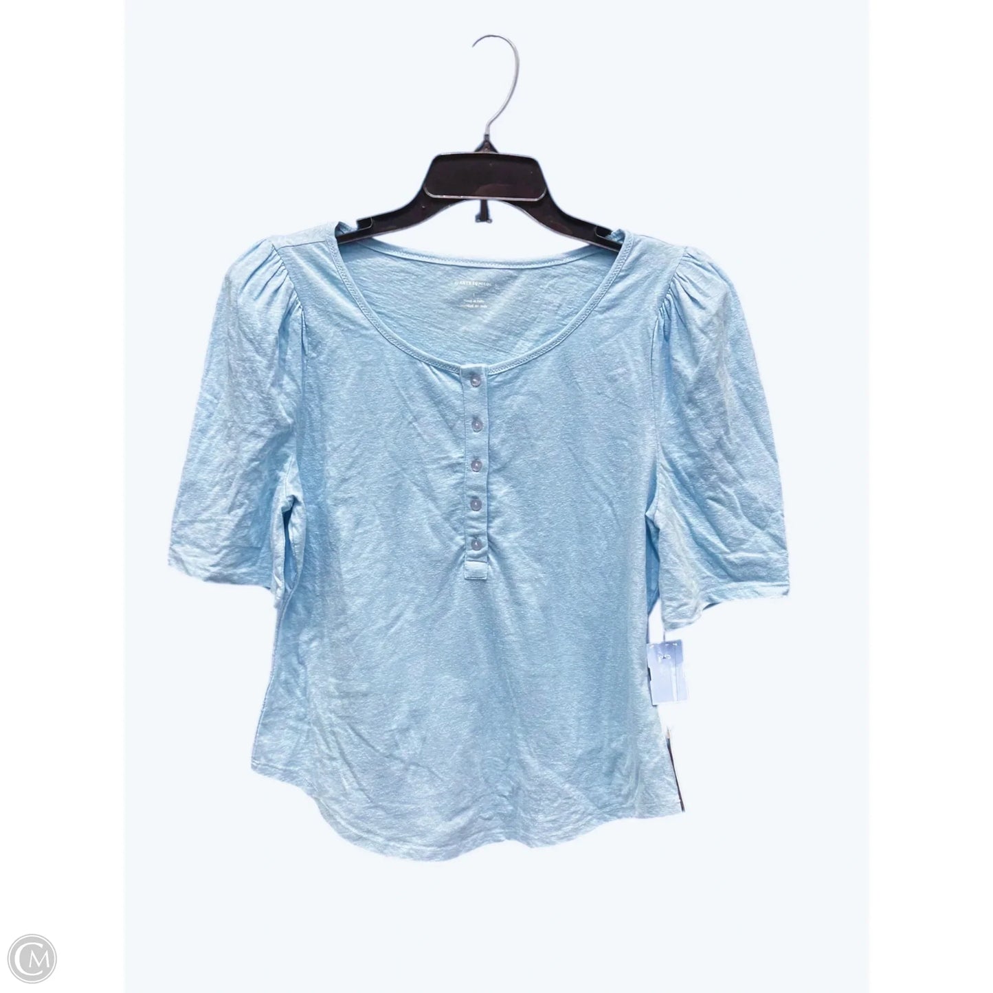 Top Short Sleeve By Anthropologie In Blue, Size: L