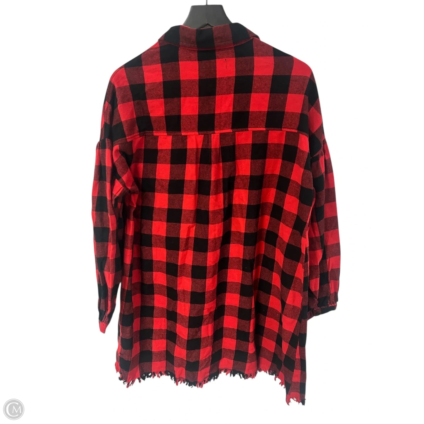 Jacket Shirt By Risen In Black & Red, Size: M