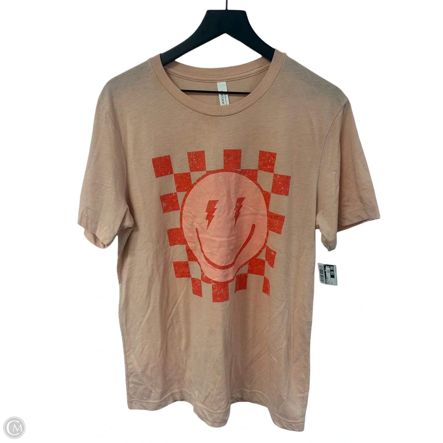 Top Short Sleeve Basic By Canvas In Peach, Size: L