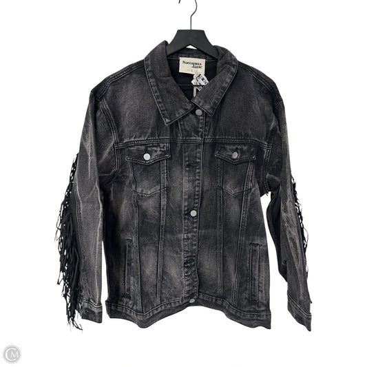 Jacket Denim By Savanna Jane In Black Denim, Size: L
