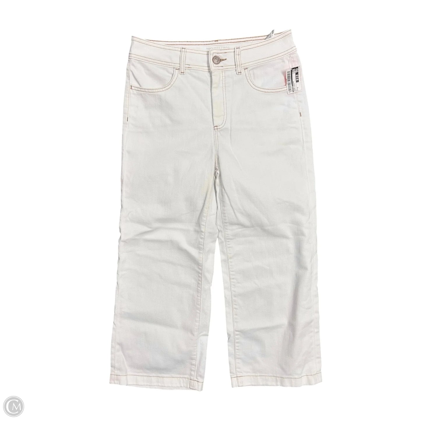 Jeans Cropped By Chicos In White Denim, Size: 6