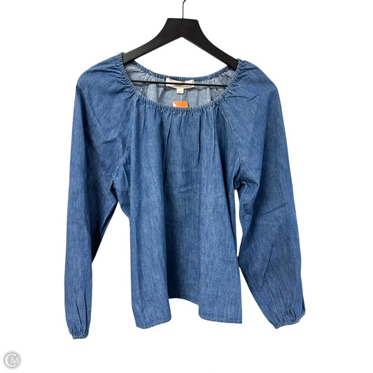 Top Long Sleeve By Loft In Blue Denim, Size: Xs