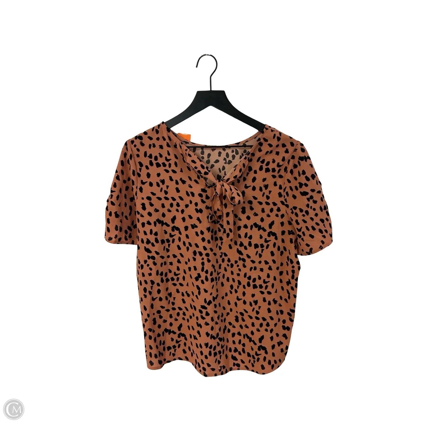 Top Short Sleeve By Cme In Black & Orange, Size: M