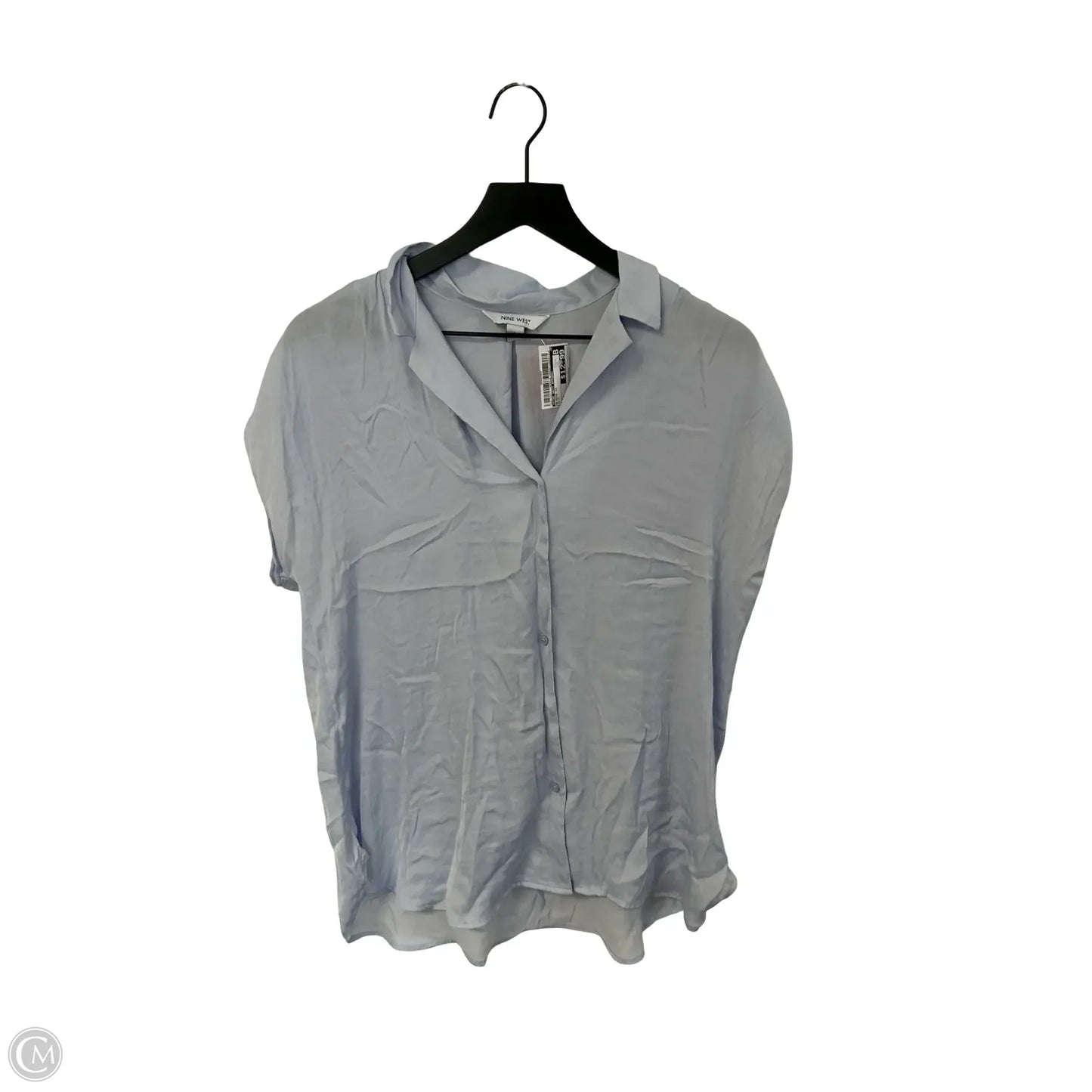 Blouse Short Sleeve By Nine West Apparel In Blue, Size: L
