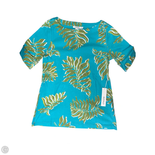 Top 3/4 Sleeve By Chicos In Blue & Green, Size: S