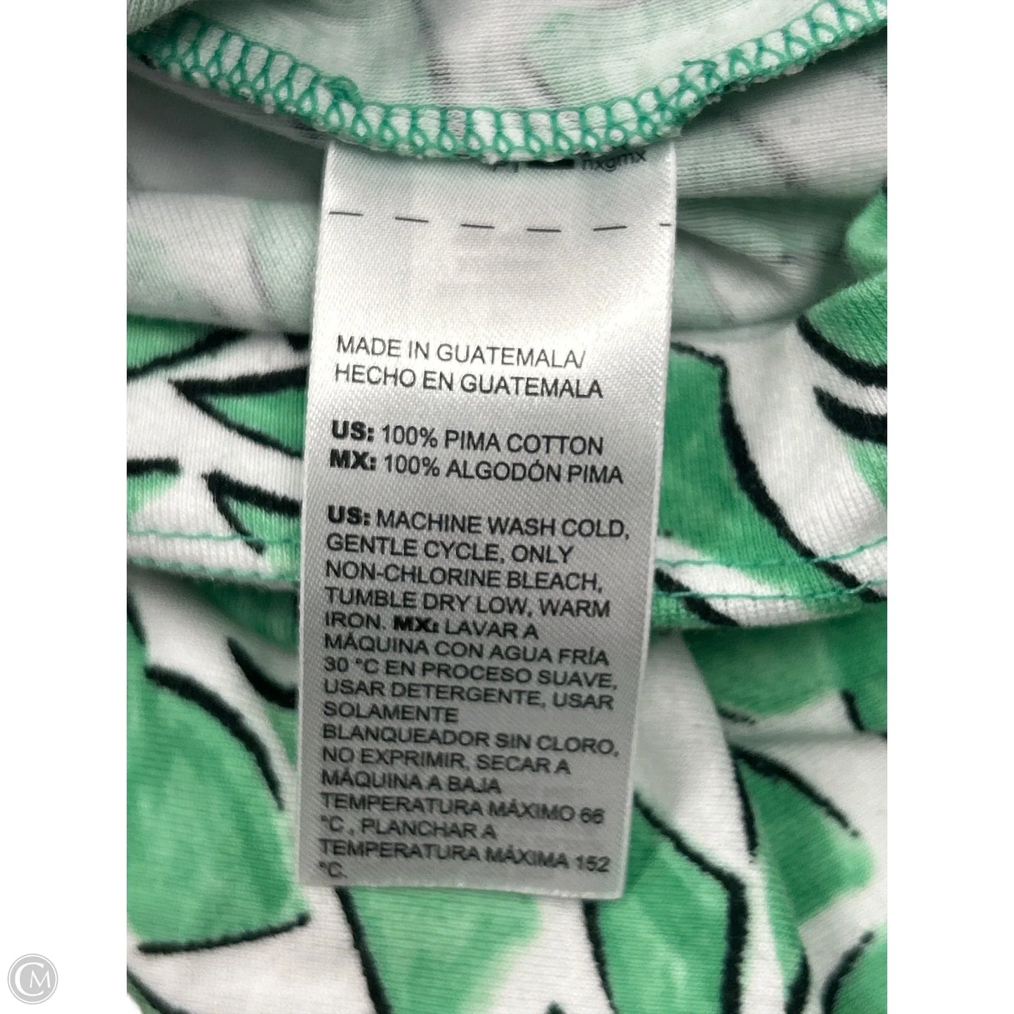 Top 3/4 Sleeve By Chicos In Green & White, Size: S