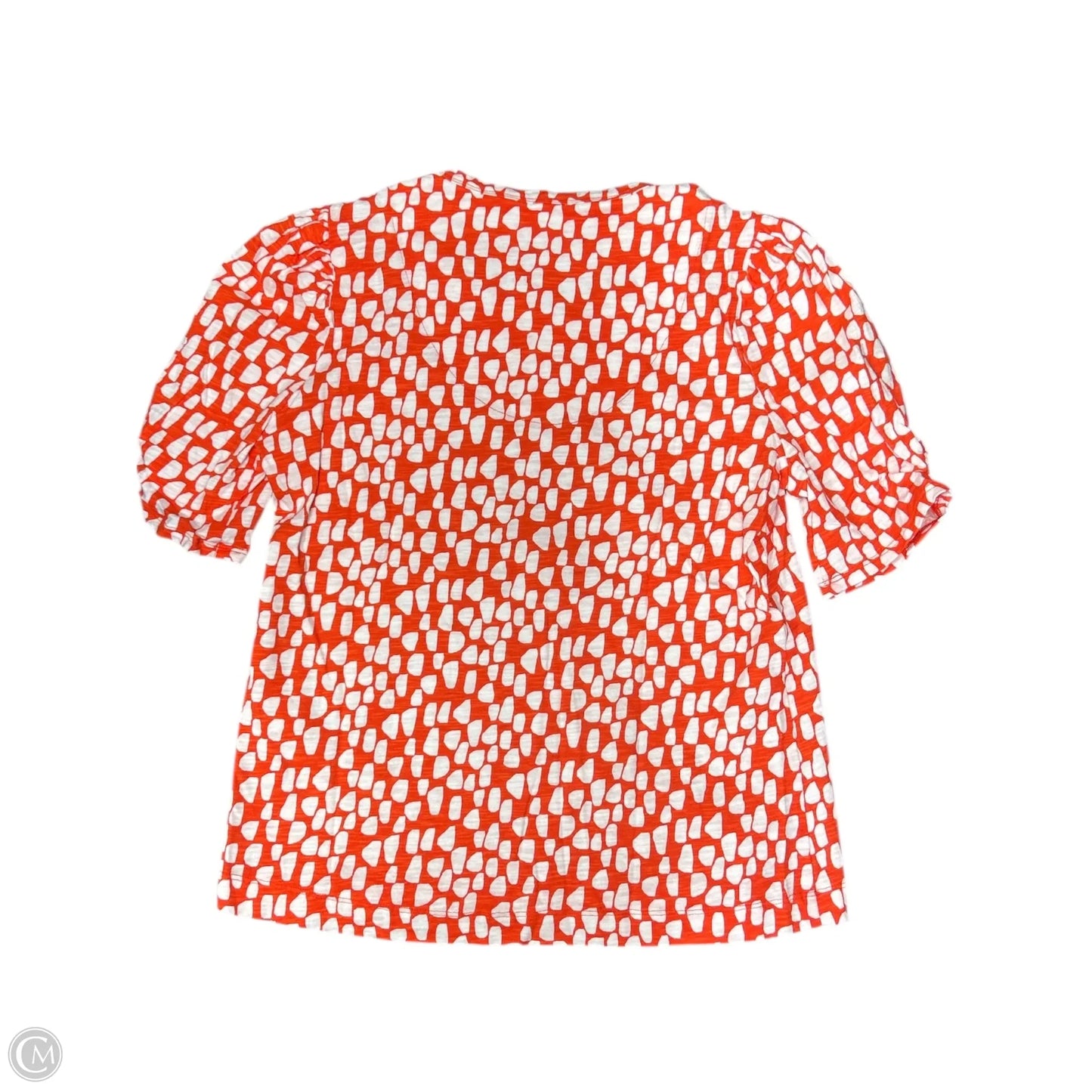 Top Short Sleeve By Chicos In Orange & White, Size: S