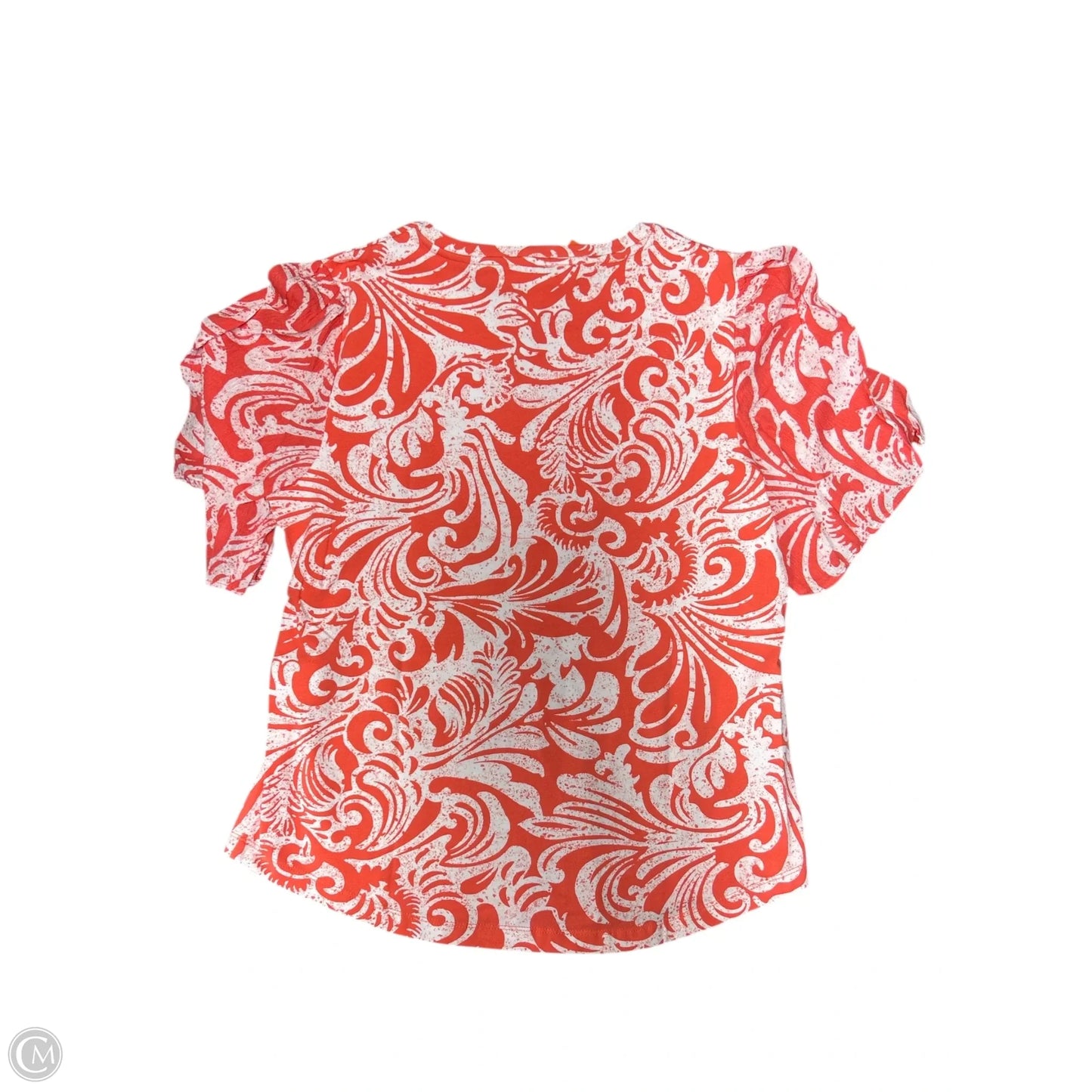 Top Short Sleeve By Chicos In Orange & White, Size: S