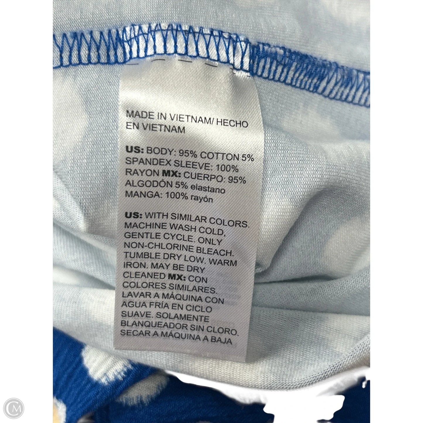 Top Short Sleeve By Chicos In Blue & White, Size: S