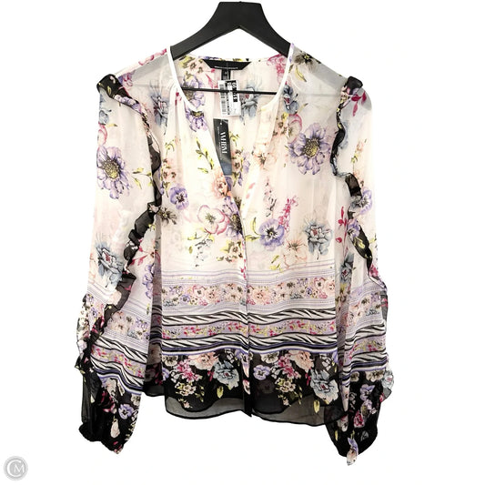 Top Long Sleeve By White House Black Market In Floral Print, Size: S