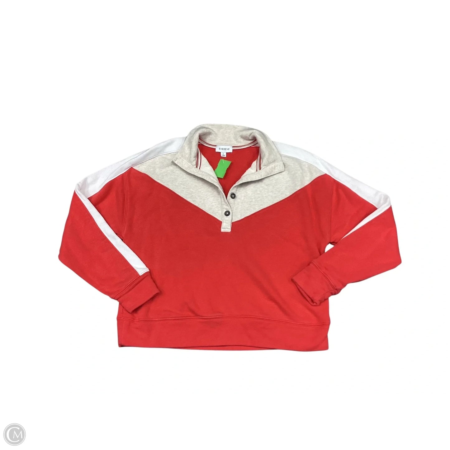 Sweatshirt Collar By Evereve In Cream & Red, Size: L