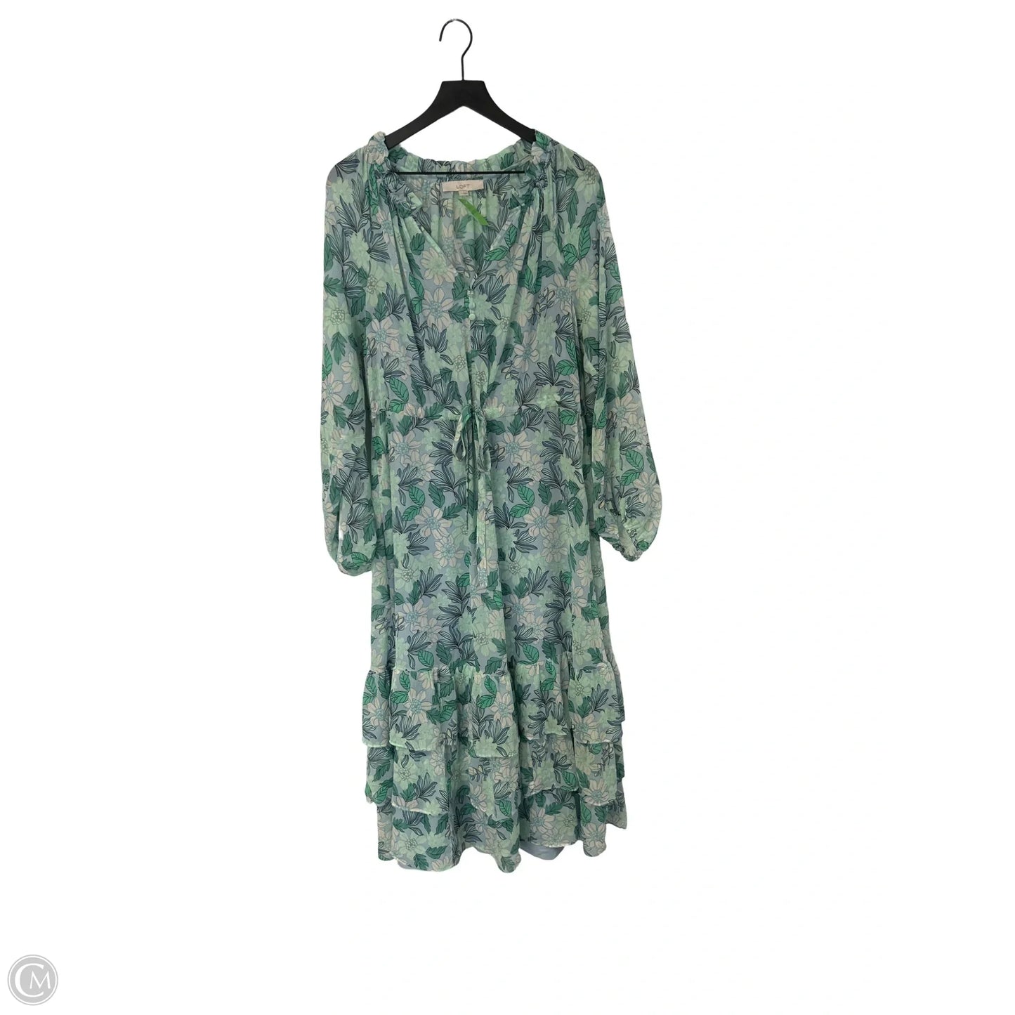 Dress Casual Maxi By Loft In Blue & Green, Size: L