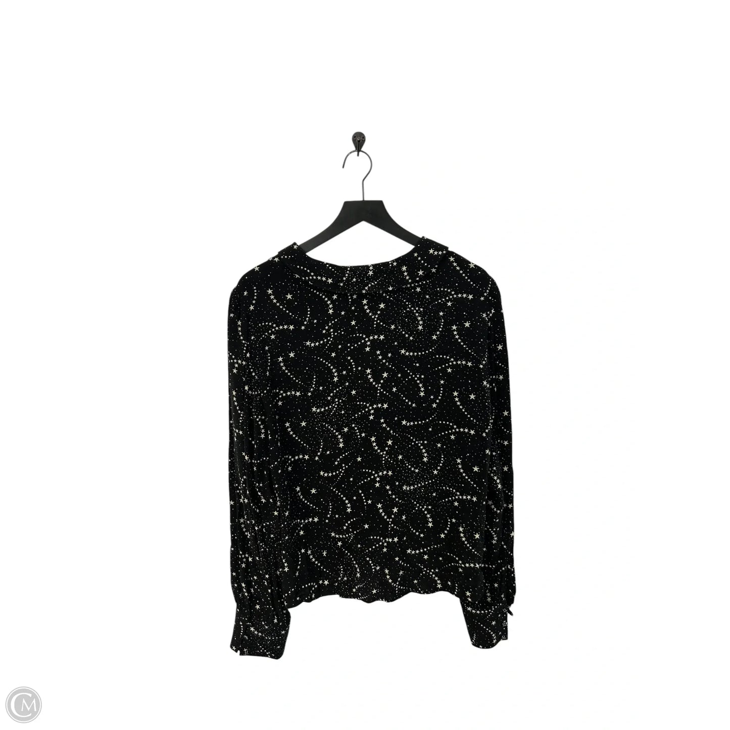 Blouse Long Sleeve By Cmb In Black & White, Size: 16