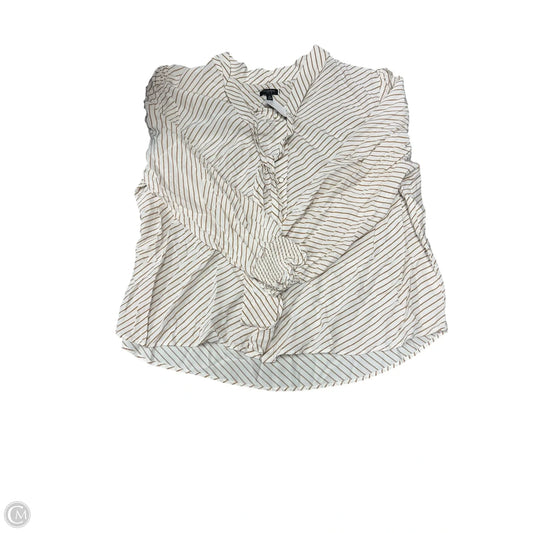 Blouse Long Sleeve By Talbots In Tan & White, Size: 2x