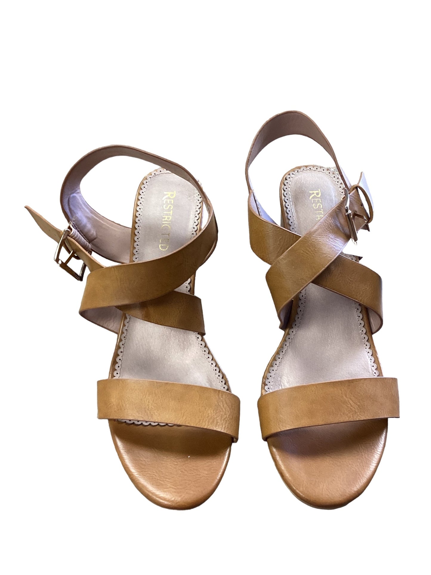 Camel Sandals Heels Block Restricted, Size 10