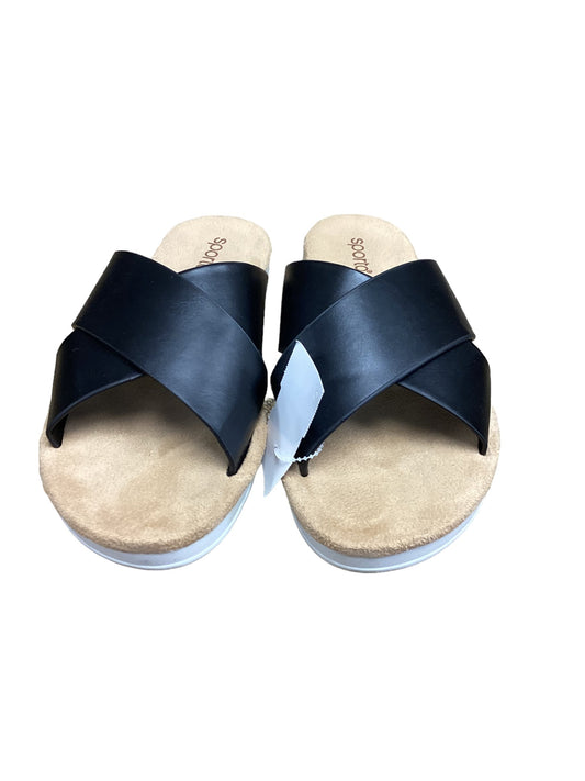 Black Sandals Flats Sporto, Size 8