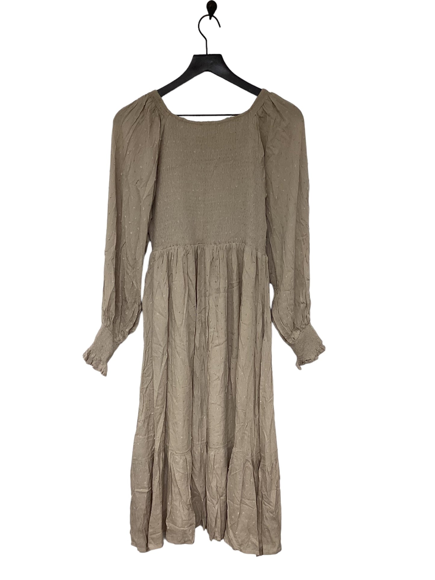 Brown Dress Casual Midi Cmb, Size L