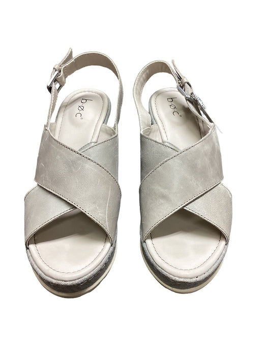 Grey Sandals Heels Wedge Boc, Size 9